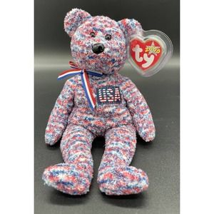 Ty Beanie Baby USA Bear 2000 Proud To Be American Tag Errors Rare Retired New!